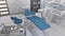 Dentist clinic interior with empty dental chair 3D