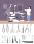 Dentist clinic interior vector illustration flat style. Dental tools on white background. Nurse in hospital