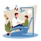 Dentist Examining Patient Tooth Doctor Dental Health Care Flat Illustration