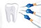 Dentist hands with medical tools testing tooth vector illustration, diagnosis and healing,