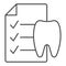 Dentist history thin line icon. Medical history vector illustration isolated on white. Stomatology document outline