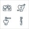 dentist line icons. linear set. quality vector line set such as electric toothbrush, tooth drill, happy tooth