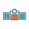 Dentist location icon - dental images, dental building with wind