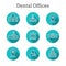 Dentist location icon set - dental images, dental building with