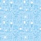 Dentist, orthodontics blue seamless pattern with line icons. Health care background for dentistry clinic. Dental care