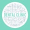Dentist, orthodontics medical banner with vector line icon of dental care equipment, braces, tooth prosthesis, veneers