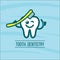 Dentist tooth and toothbrush. Vector logo of the dental clinic.