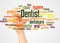 Dentist word cloud and hand with marker concept