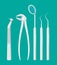 Dentist work tools. Tooth healthcare equipment set