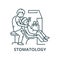 Dentist working with patient,stomatology line icon, vector. Dentist working with patient,stomatology outline sign
