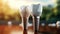 Dentistry, dental implants in 3D. Healthy medicine, molar root restoration,