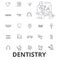 Dentistry, dentist, dental, dental care, dentist office, teeth, smile, implant line icons. Editable strokes. Flat design