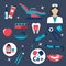 Dentistry and hygiene flat icons