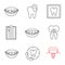 Dentistry linear icons set