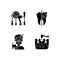 Dentistry method and practice black glyph icons set on white space