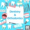 Dentistry and orthodontics flat icons banner