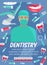 Dentistry poster of dentist, tooth and dental tool