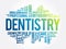 Dentistry word cloud collage, health concept background