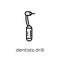 Dentists drill tool icon. Trendy modern flat linear vector Dentists drill tool icon on white background from thin line Dentist co