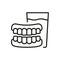 Denture with Glass Line Icon. Dental Artificial Tooth. Dentistry Outline Symbol. Dental Treatment Sign. Medical False