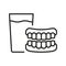 Denture with Glass Line Icon. False Tooth Linear Pictogram. Dental Artificial Tooth. Dentistry Outline Symbol. Dental
