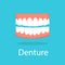 Denture icon. Artificial jaw with white teeth