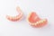 Dentures on white background