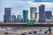 The Denver, Colorado skyline from the highway.