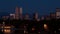 Denver skyline city park smooth sunrise time lapse pan right