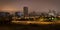 Denver Skyline at Night with Fog
