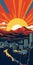 Denver Skyline Poster: Bold Outlines, Flat Colors, Urban Imagery