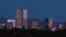 Denver Skyline Skyscrapers Smooth Sunrise Time Lapse Tight Shot
