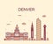 Denver skyline trendy vector illustration linear