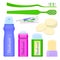 Deodorant icons and toothbrushes with sponges vector illustration