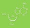 Deoxyadenosine dA nucleoside molecule. DNA building block. Skeletal formula.