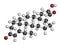 Deoxycorticosterone (DOC) mineralocorticoid hormone molecule. Precursor to aldosterone. Atoms are represented as spheres with