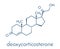 Deoxycorticosterone DOC mineralocorticoid hormone molecule. Precursor to aldosterone. Skeletal formula.