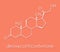 Deoxycorticosterone DOC mineralocorticoid hormone molecule. Precursor to aldosterone. Skeletal formula.