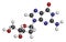 Deoxyguanosine (dG) nucleoside molecule. DNA building block. Atoms are represented as spheres with conventional color coding: