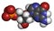 Deoxyguanosine monophosphate (dGMP) nucleotide molecule. DNA building block. Atoms are represented as spheres with conventional