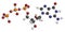 Deoxyguanosine triphosphate (dGTP) nucleotide molecule. DNA building block. Atoms are represented as spheres with conventional