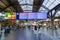 Departure board for trains at main railway station in Zurich, Switzerland