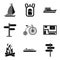 Departure icons set, simple style