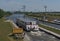 A departure ship in the lock on the main west of Frankfurt, Germany