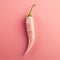 Dependable White Chili Pepper On Pink Background