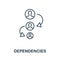 Dependencies icon. Line style element from business intelligence collection. Thin Dependencies icon for templates, infographics