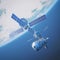 depicts space orbital satellite in aerospace concept Futuristic 3D rendering