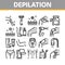 Depilation Procedure Collection Icons Set Vector