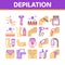 Depilation Procedure Collection Icons Set Vector