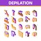 Depilation Procedure Isometric Icons Set Vector